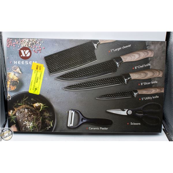 NEW 6PC KITCHEN KNIFE BLOCK SET HIGH-