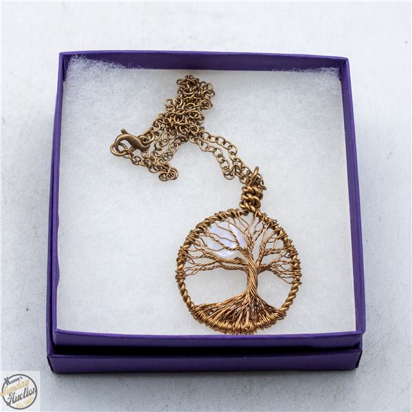 NECKLACE WITH TREE OF LIFE WITH GEMSTONE IN