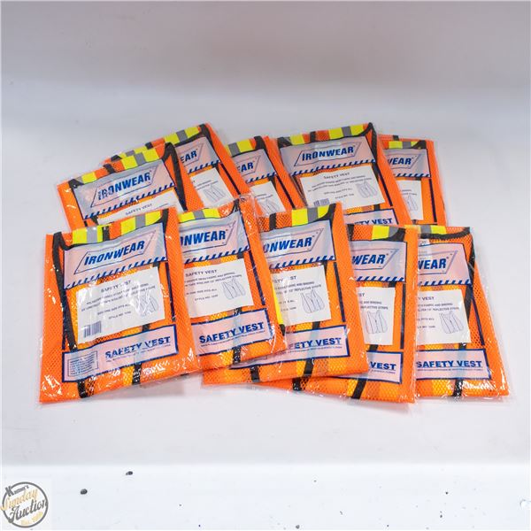 BUNDLE OF 10 NEW HI-VIZ SAFETY VESTS ALL TOGETHER