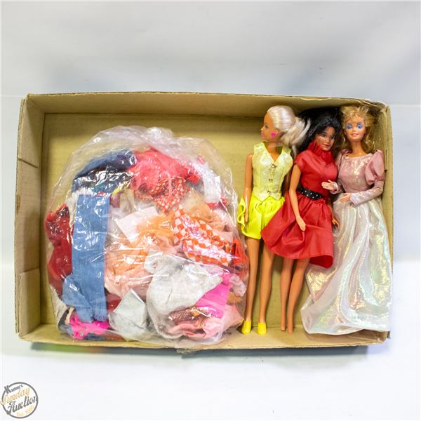 LARGE LOT OF BARBIE CLOTHES & DOLLS