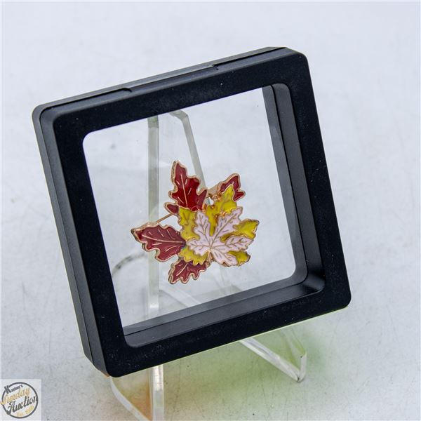 NEW TRIPLE LEAF MAPLE BROOCH GOLDTONE