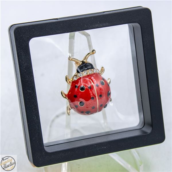 NEW LADYBUG BROOCH WITH RHINESTONES