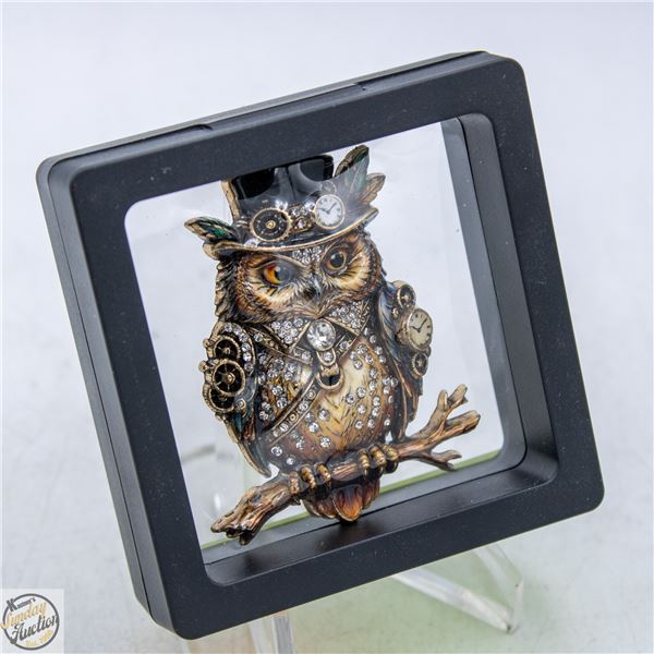 NEW LARGE OWL BROOCH DETAILED BODY