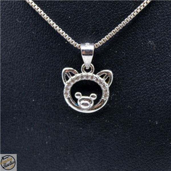 SILVER 925 ITALY NECKLACE & BEAR SHAPED PENDANT