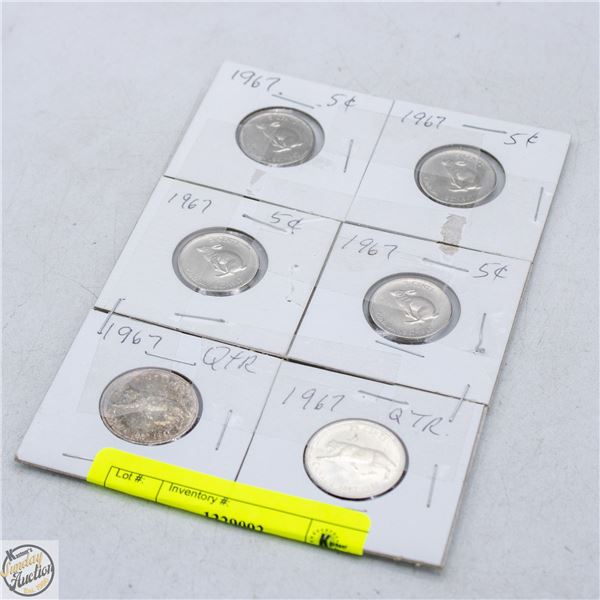 #5263-4 CENTENNIAL 1967 NICKELS AND 2 X 1967