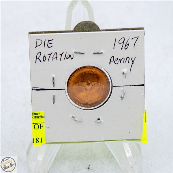 #5261-1967 PENNY WITH ERROR OF DIE ROTATION