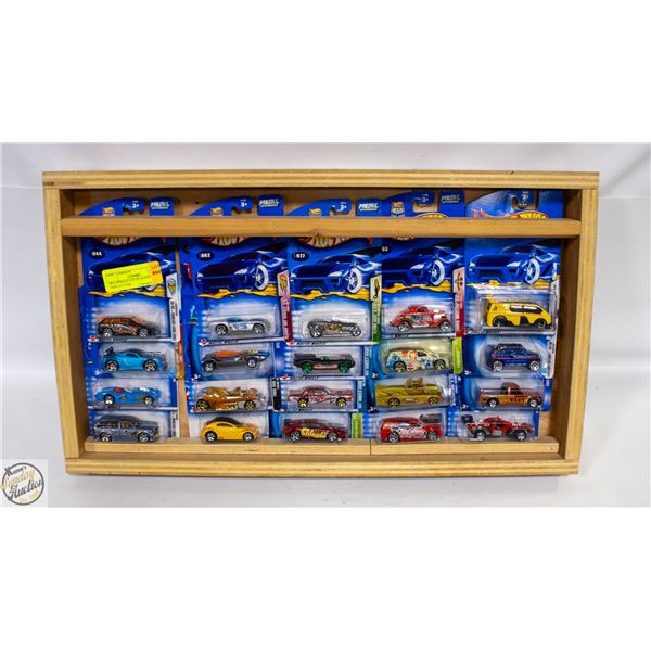 HOT WHEELS LOT OF 20 WITH DISPLAY CASE