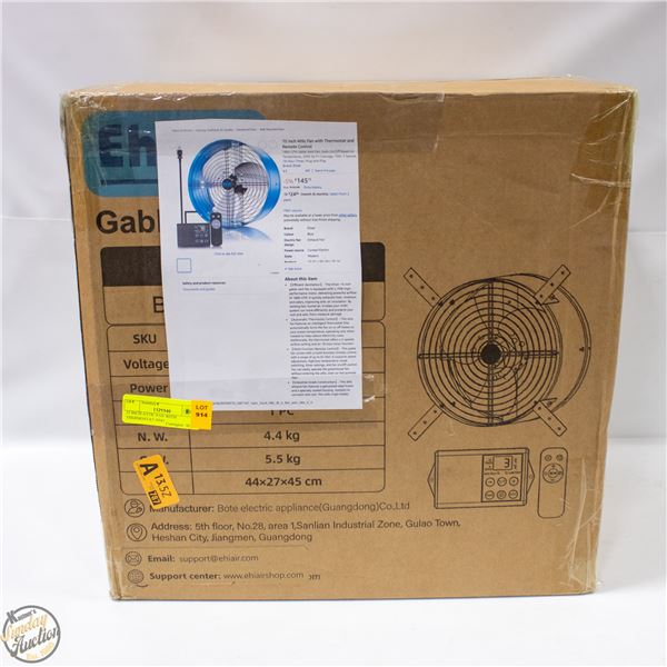 15 INCH ATTIC FAN WITH THERMOSTAT AND