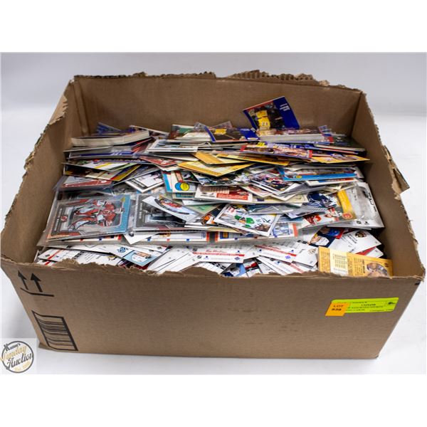 BOX OF ASSORTED SPORTS TRADING CARDS