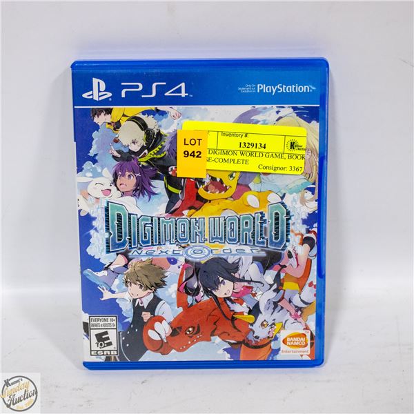 PS4 DIGIMON WORLD GAME, BOOK, CASE-COMPLETE