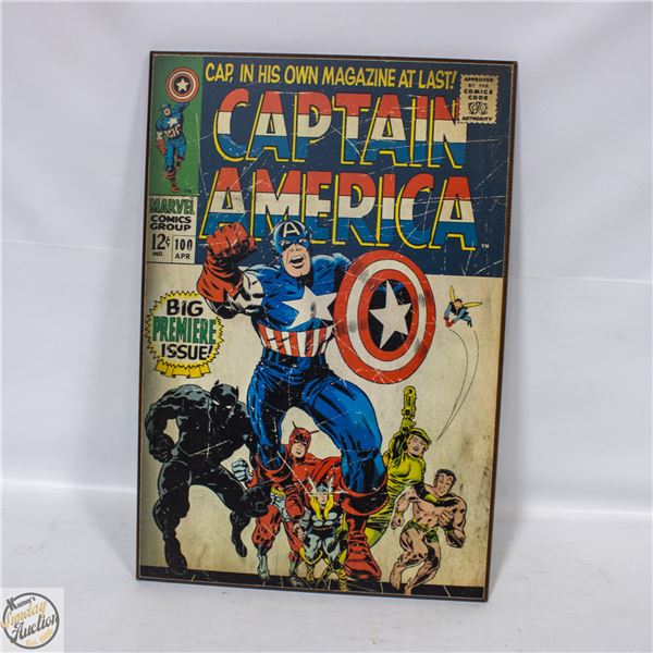 CAPTAIN AMERICA COMIC COVER WOOD POSTER