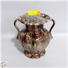 Image 1 : PORCELAIN GERMAN PAINTED VASE 9"H WITH GLASS FROG