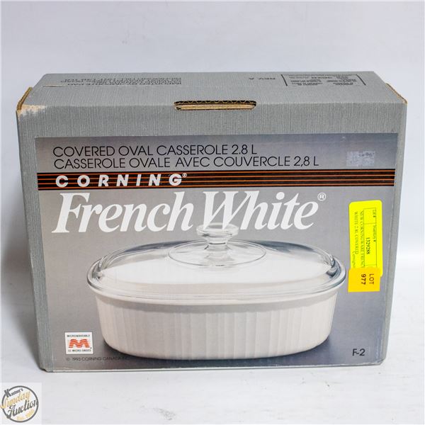 NEW CORNINGWARE FRENCH WHITE 2.8L COVERED