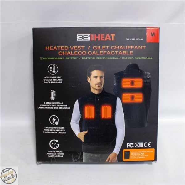 NEW 32 HEAT RECHARGEABLE HEATED VEST, SIZE MED