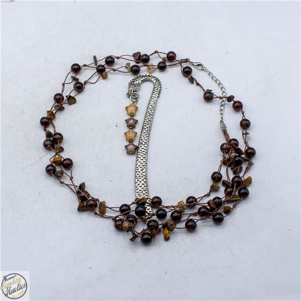 GENUINE TIGERS EYE EVENING STAEMENT NECKLACE +