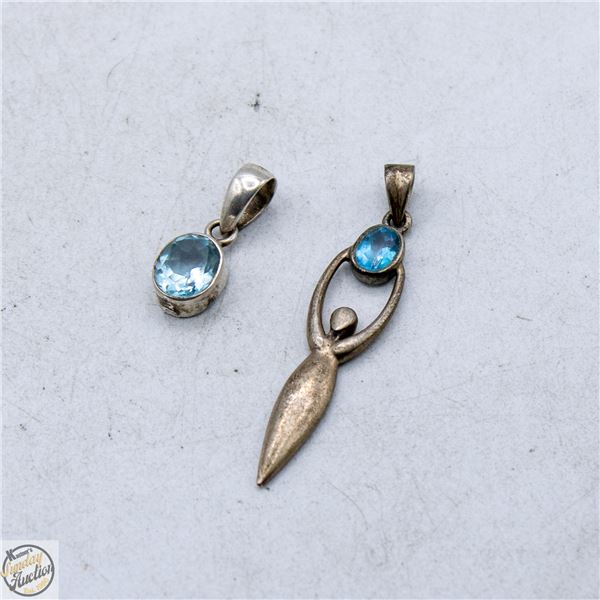 ESTATE 925 SILVER GENUINE GEMSTONE PENDANTS (2)