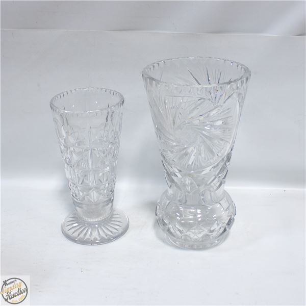 2 VINTAGE CRYSTAL VASES