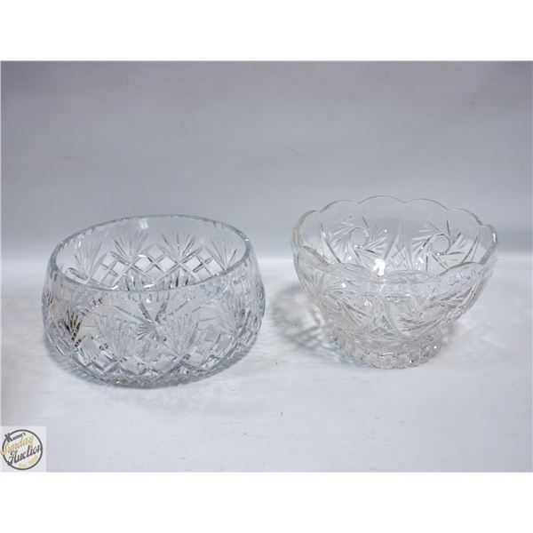 LOT OF 2 VINTAGE CRYSTAL BOWLS