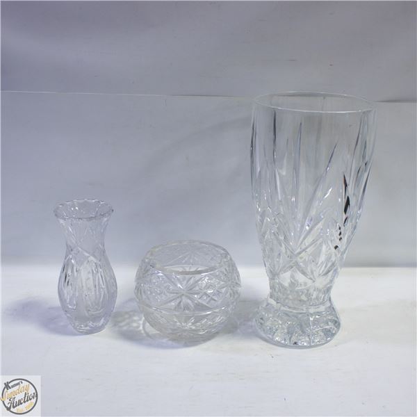 3PC VINTAGE HEAVY LEAD CRYSTAL