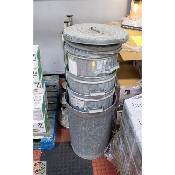 GALVANIZED BUCKETS/BINS W/LIDS ASSORTED