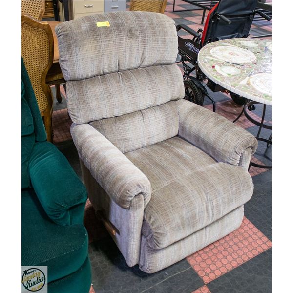 LAZ-BOY GREY VELVET OVERSIZE ARM CHAIR- MEASURES