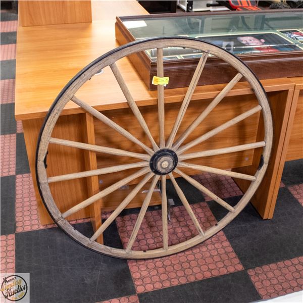 VINTAGE 40" WOOD/METAL WAGON WHEEL FOLK ART DECOR