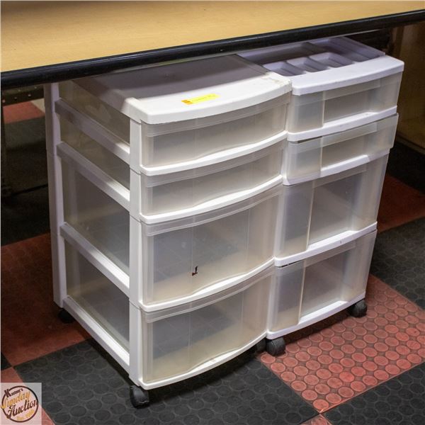 2 ROLLING CARTS APROX 13"X16"X26" HIGH