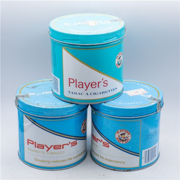 3 VINTAGE PLAYERS TOBACCO TINS