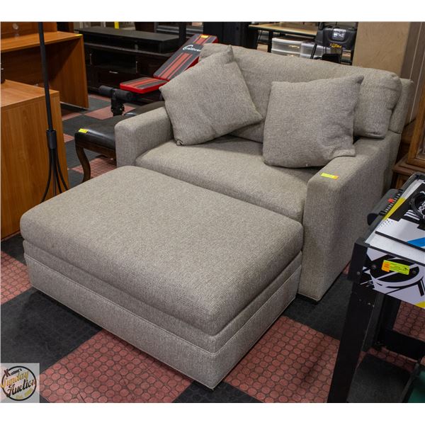 FABRIC OVERSIZED CHAIR WITH OTTOMAN AND 2 PILLOWS