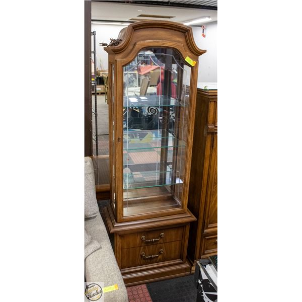 VINTAGE LIGHTED DISPLAY CABINET 22" X 11" X 69"