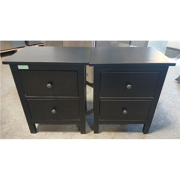 2 BLACK WOODEN NIGHT STANDS - 2 DRAWER