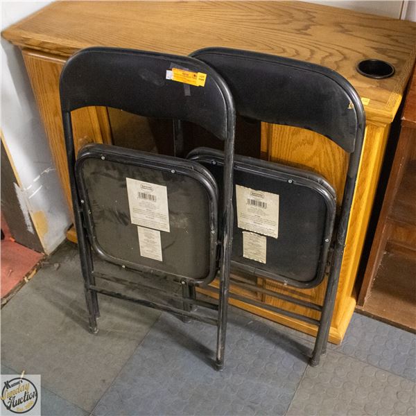 2 FOLDING BLACK CHAIRS - MINOR SURFACE DAMAGE