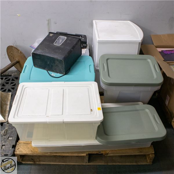 PALLET OF STORAGE BOXES
