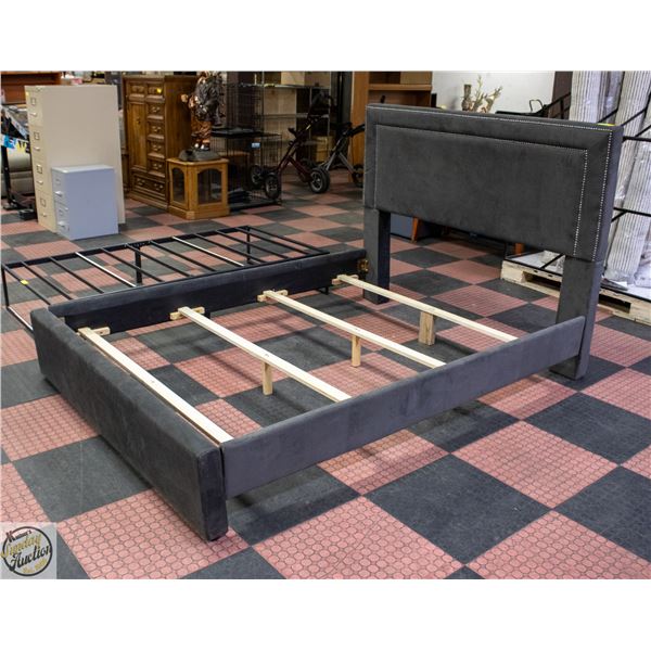 QUEEN SIZE BED, HEADBOARD, FOOTBOARD AND