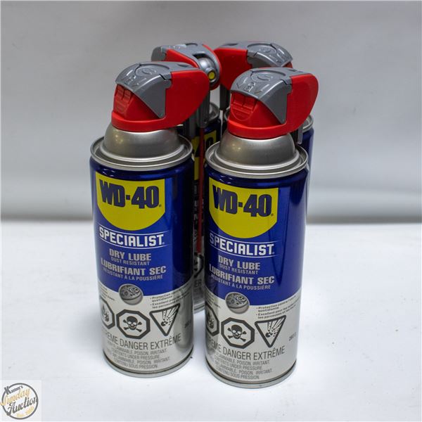 4 CANS OF WD40 SPECIALIST DRY LUBE LUBRICANT