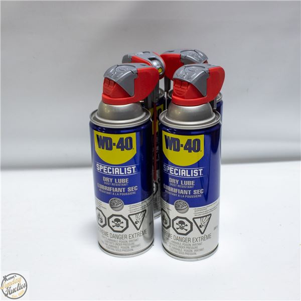 4 CANS OF WD40 SPECIALIST DRY LUBE LUBRICANT