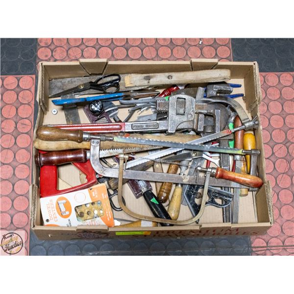 BOX OF ANTIQUE TOOLS