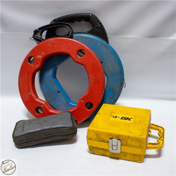 BOX OF ELECTRICIAN TOOLS INSULATION TESTER
