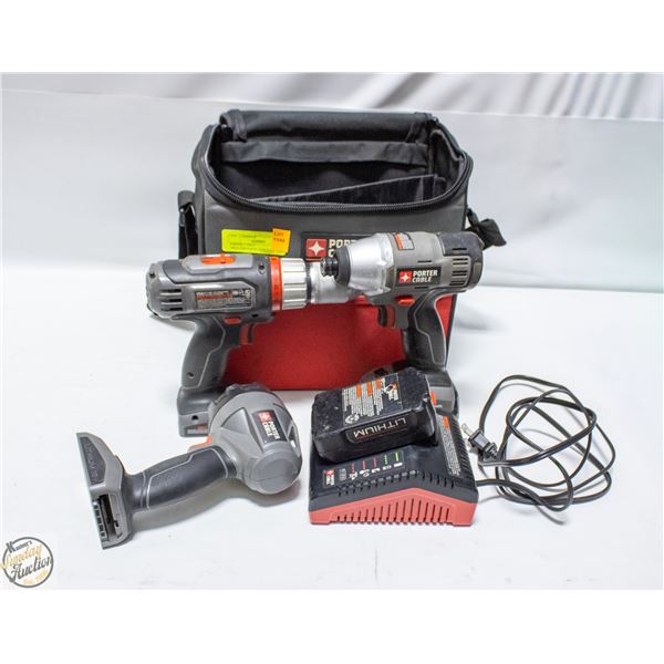 PORTER CABLE DRILL/DRIVER/FLASHLIGHT LI-ION KIT