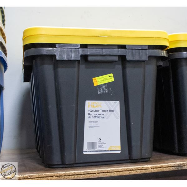 STACK OF TWO HDX 102 LITER TOUGH TOTES -