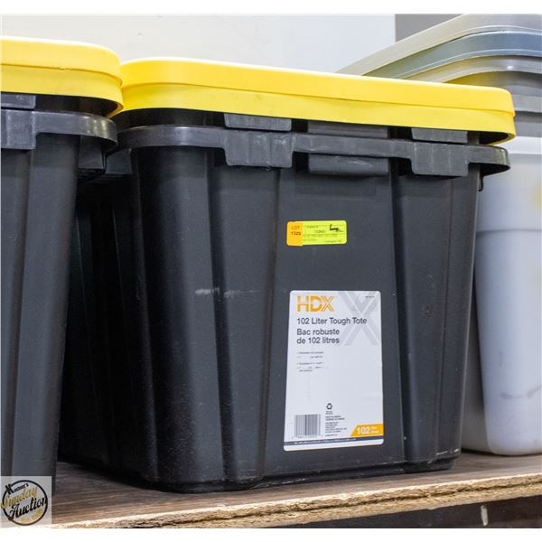 STACK OF TWO HDX 102 LITER TOUGH TOTES -