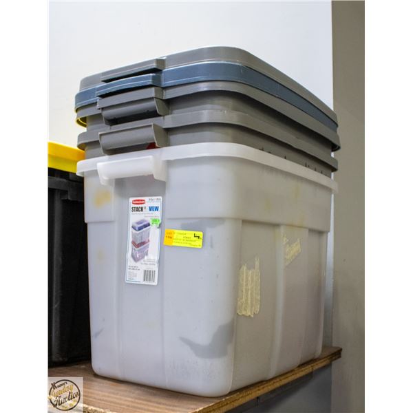 BUNDLE OF 3 RUBBERMAID ROUGHNECK STORAGE
