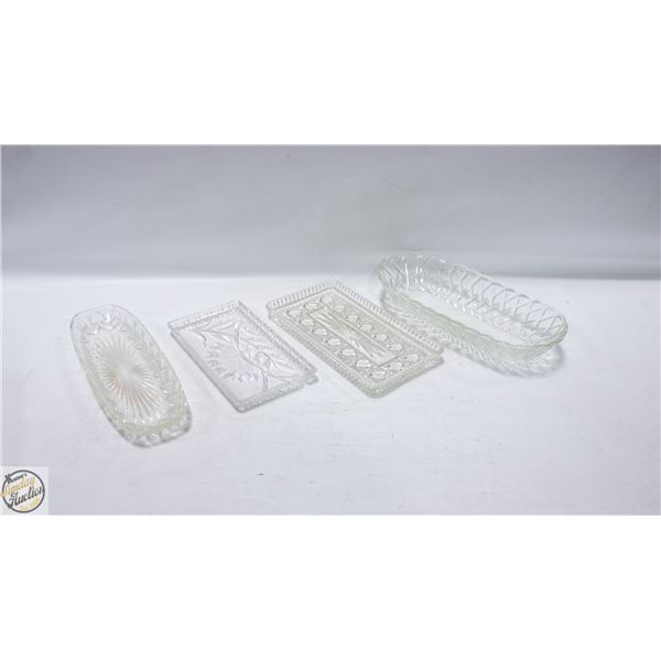 LOT OF VINTAGE SERVING CRYSTAL AND GLASS DISHES