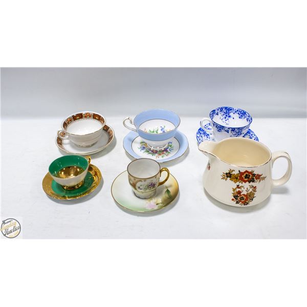 LOT OF VARIOUS VINTAGE TEACUPS AND SAUCERS WITH