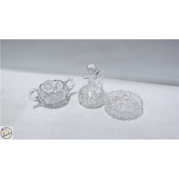 LOT OF 3 VINTAGE STAR PATTERN CRYSTAL INCLUDES