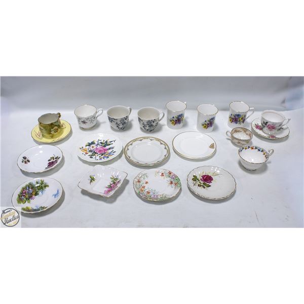 LOT OF MIX MATCHED VINTAGE TEACUPS AND SAUCERS