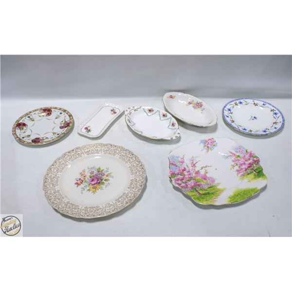 LOT OF VARIOUS VINTAGE BONE CHINA PLATES