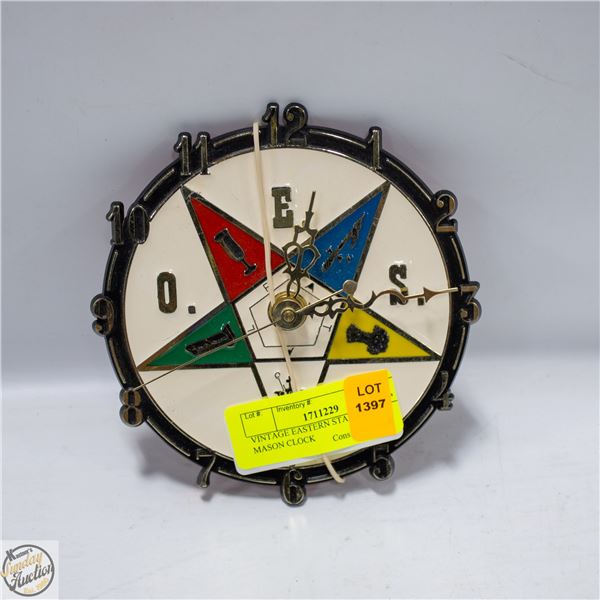 VINTAGE EASTERN STAR FREE MASON CLOCK