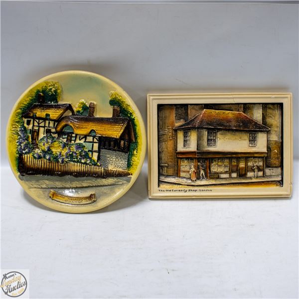 2 VINTAGE 3D ART CERAMIC INCLUDES CURIOSITY SHOP
