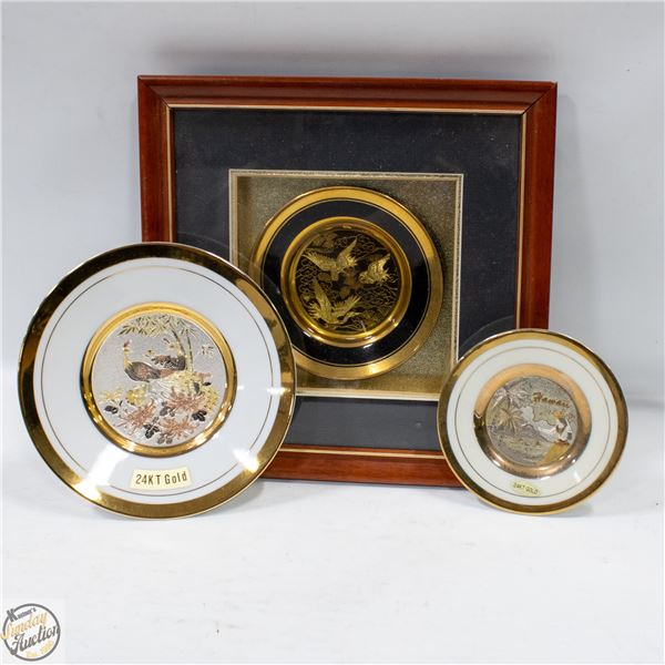 LOT OF VINTAGE ART OF CHOKIN PLATES 24K PAINTED